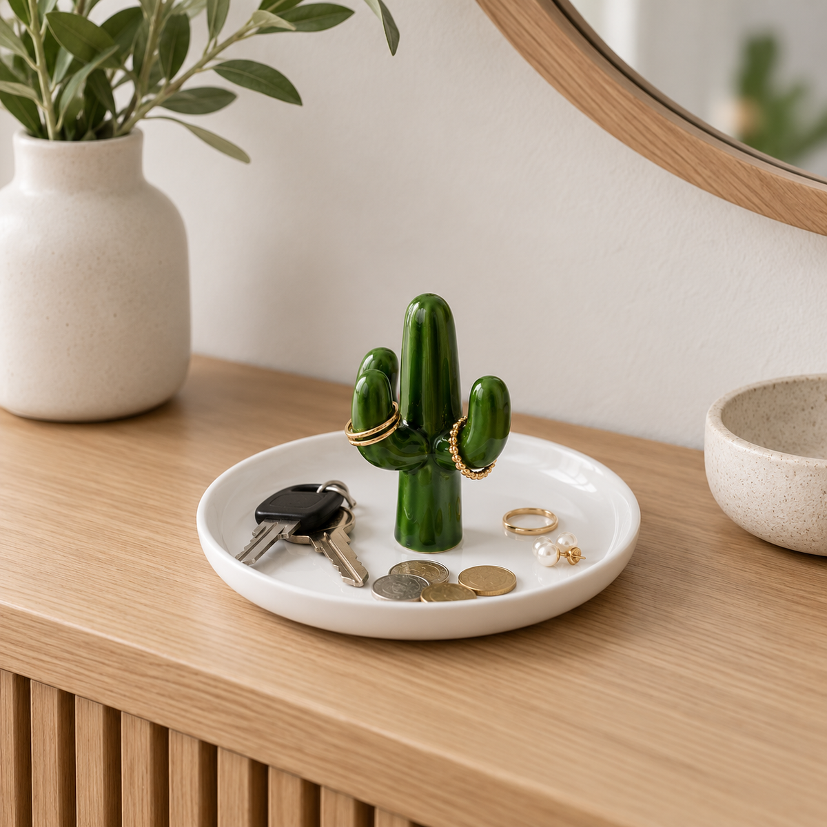 Cactus Ceramic Trinket Tray &amp; Jewellery Holder