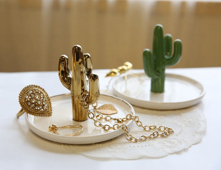 Cactus Ceramic Jewellery Tray - Ring &amp; Earring Holder