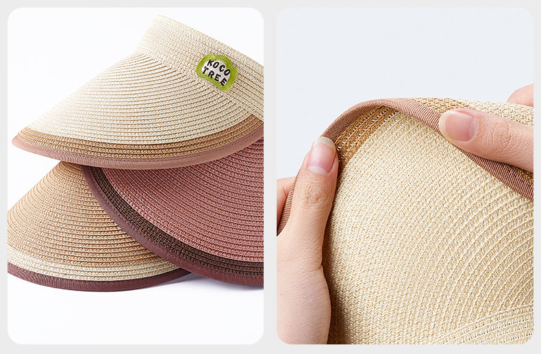 Kids Wide Brim Straw-Look Sun Visor Hat