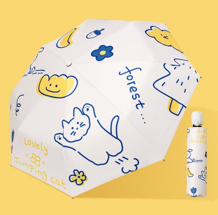 Animal Print Compact Umbrella - Automatic, UV Protection