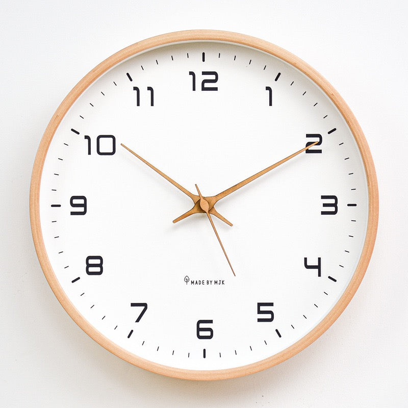 Minimal Curved Wood Wall Clock - 30cm