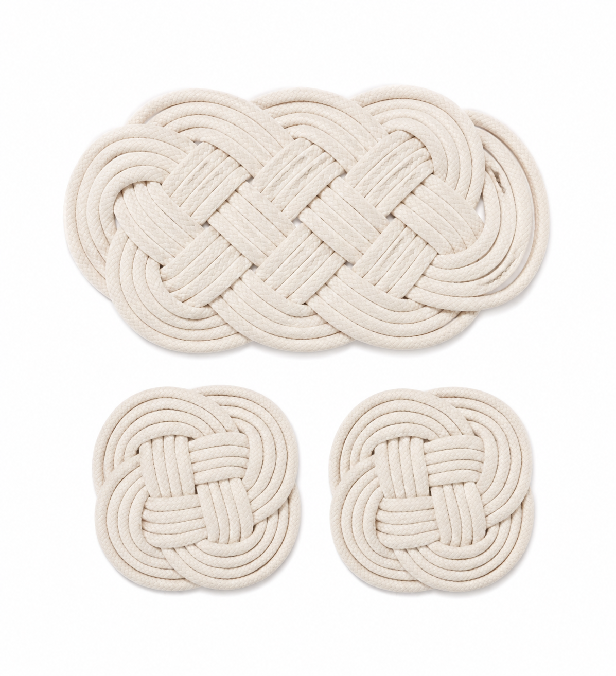 Natural Rope Table Set (1 Oval Mat + 2 Coasters)