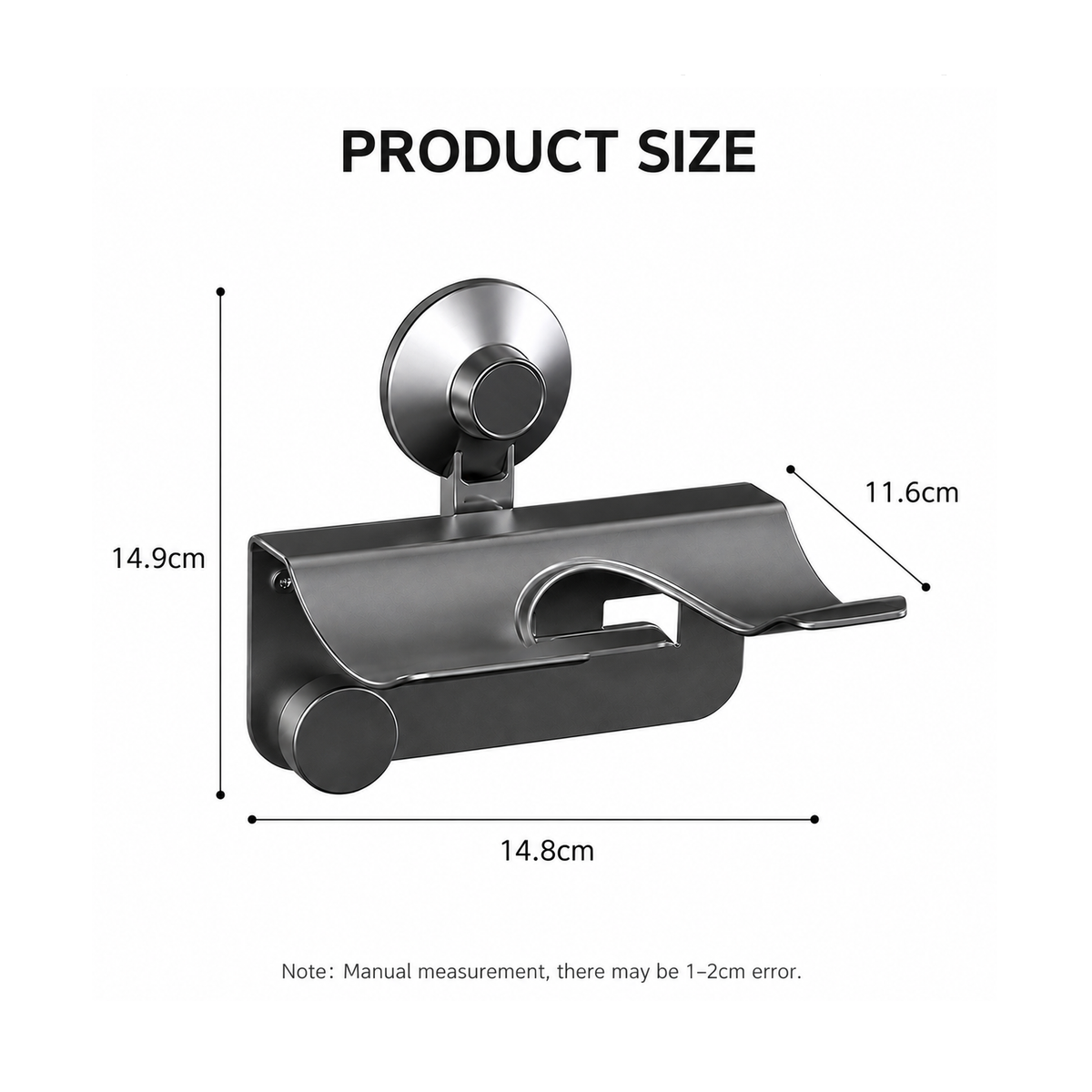 Suction Cup Hair Dryer Holder – Space Aluminium Wall Mount