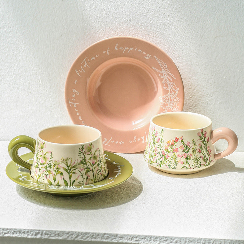 Floral Ceramic Cup &amp; Saucer Set