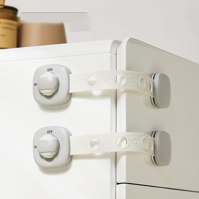 Adjustable child safety lock for drawers