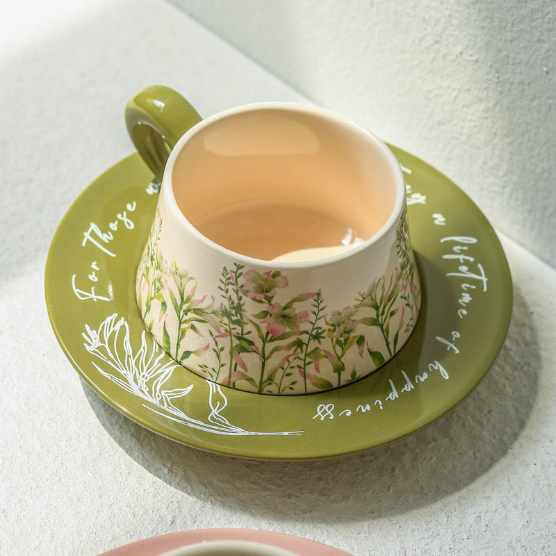 Floral Ceramic Cup &amp; Saucer Set