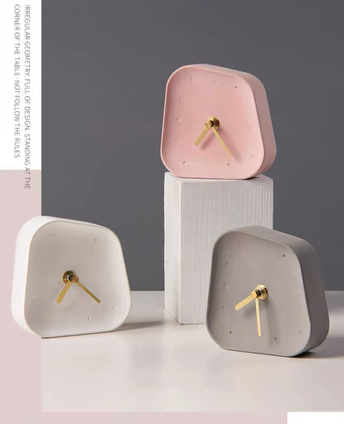 Minimalist Concrete Desk Clock | Silent Analogue Clock
