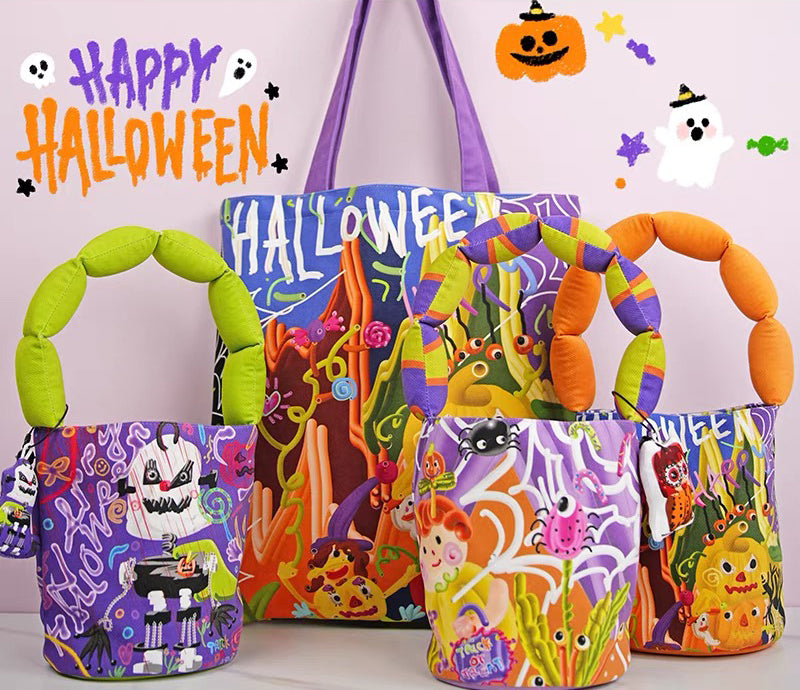 Halloween Padded Handle Canvas Bucket Bags