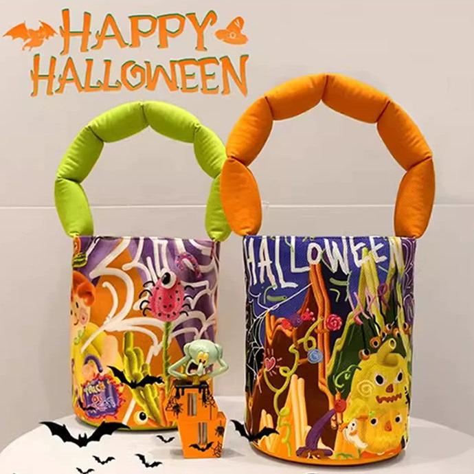 Halloween Padded Handle Canvas Bucket Bags