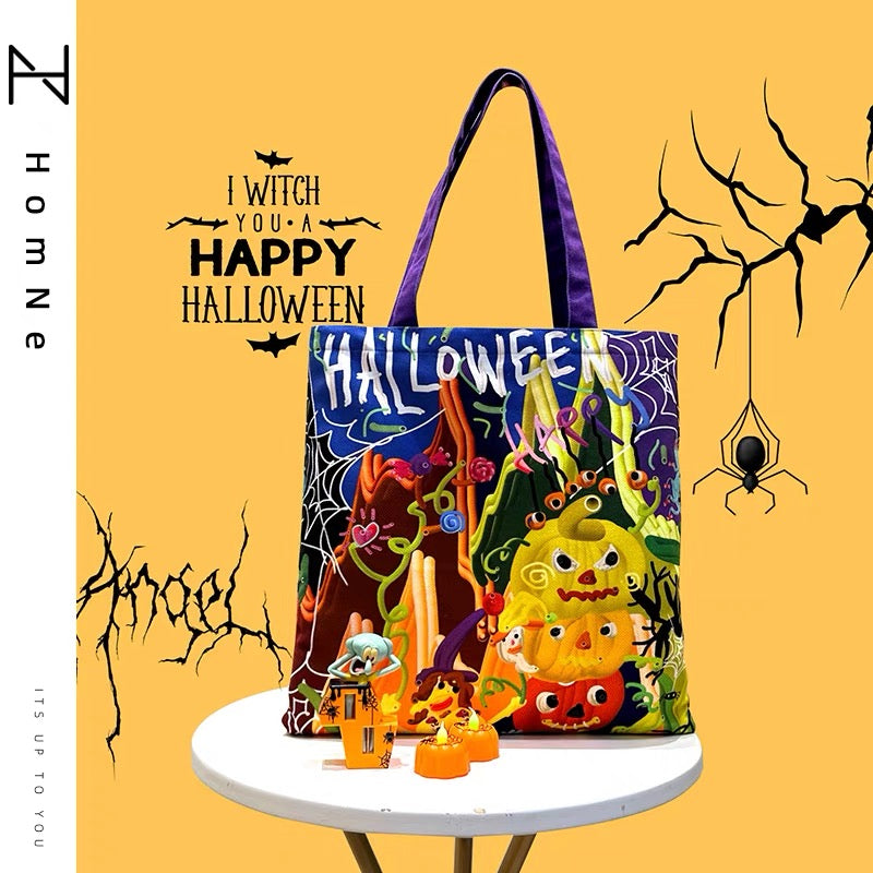 Halloween Canvas Large Tote Bag