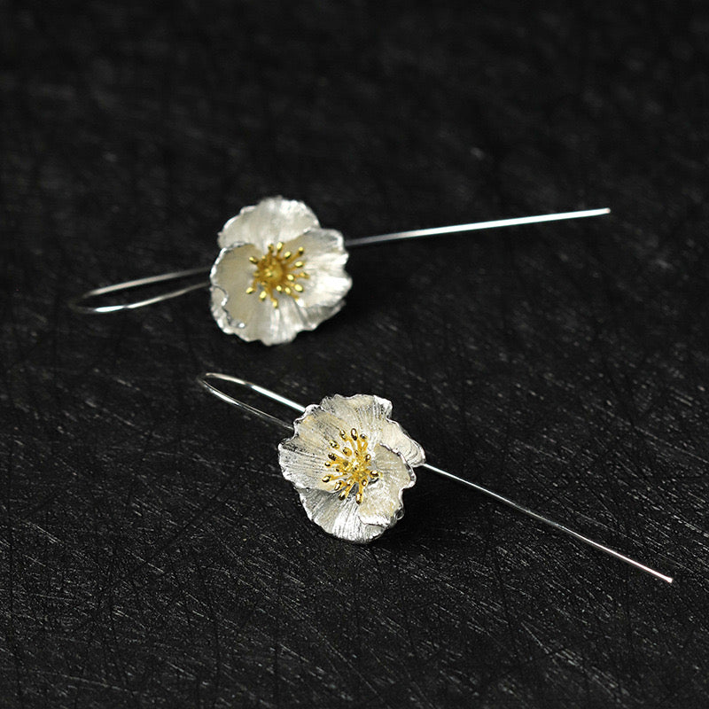 Poppy Drop Earrings - Sterling Silver