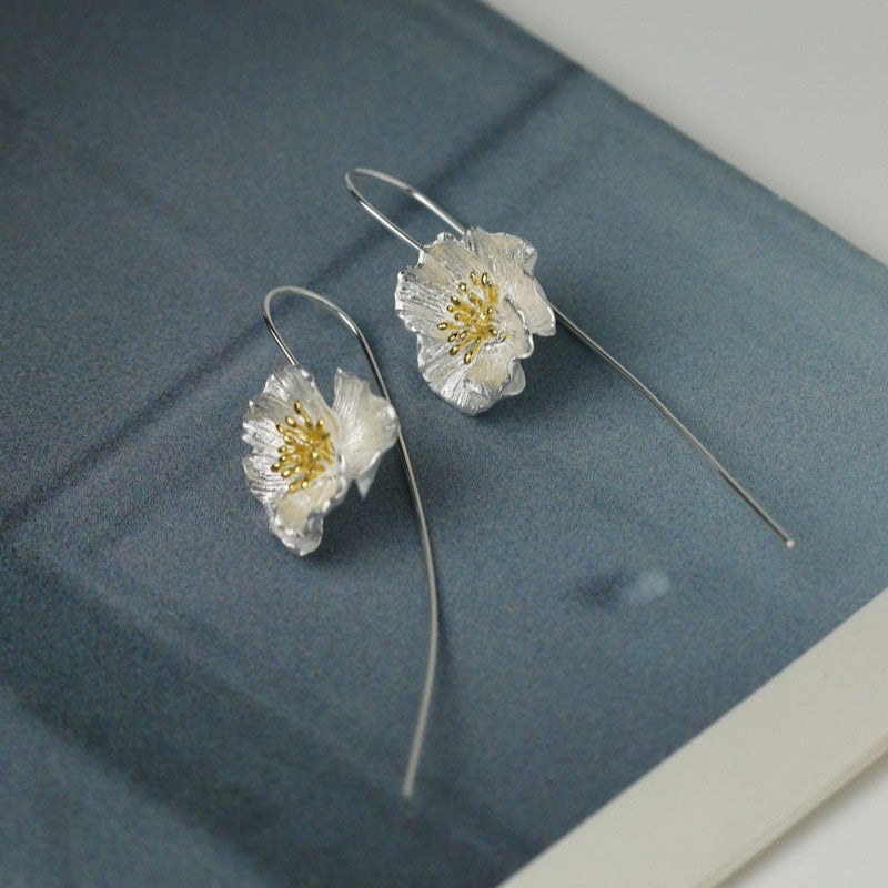 Poppy Drop Earrings - Sterling Silver