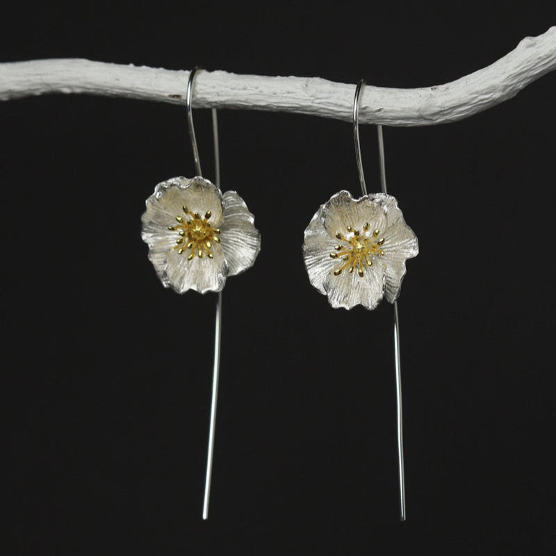 Poppy Drop Earrings - Sterling Silver