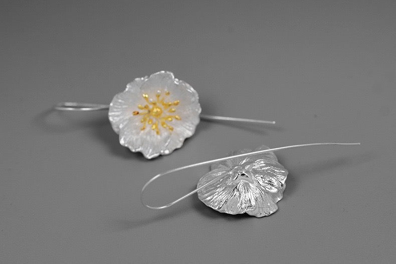 Poppy Drop Earrings - Sterling Silver