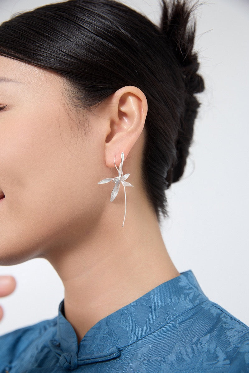 Orchid Drop Earrings - Sterling Silver