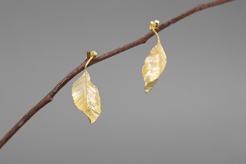 Autumn Leaves Stud Earrings - Sterling Silver
