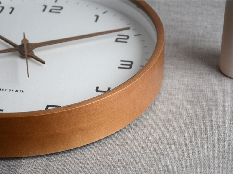 Minimal Curved Wood Wall Clock - 30cm