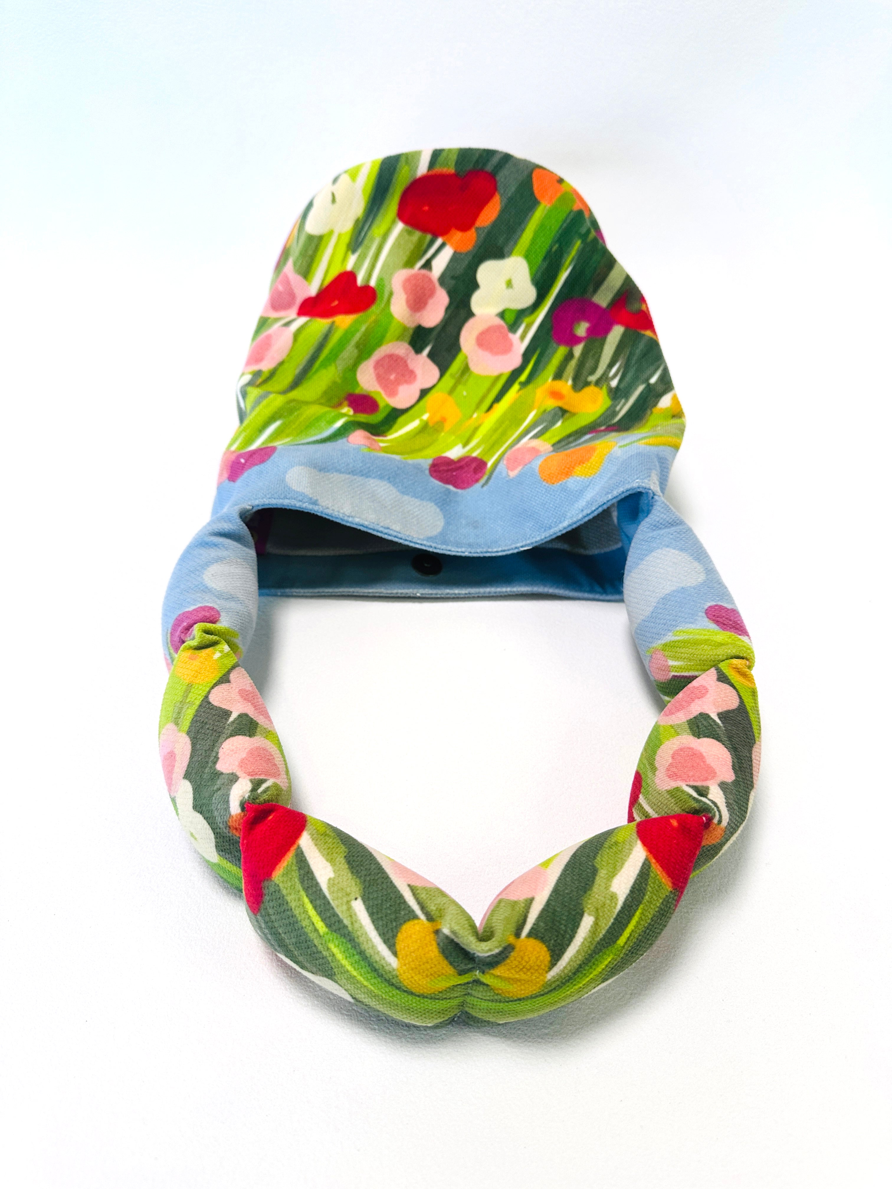 Floral Canvas Bucket Bag with Padded Handle