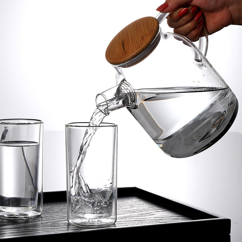 Borosilicate Glass Teapot Set – 1.6L with 4 Double-Wall Glasses