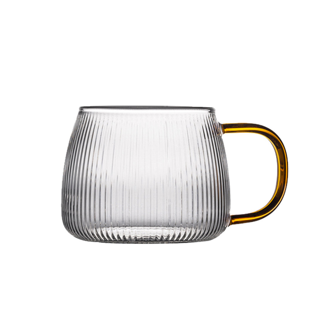 Ribbed Borosilicate Glass Mug – Yellow Handle