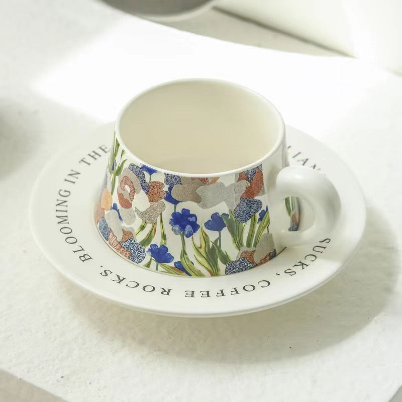 Vintage Floral Ceramic Cup &amp; Saucer Set