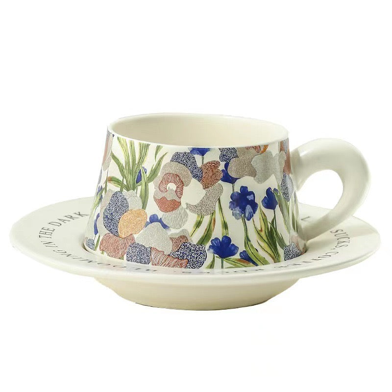 Vintage Floral Ceramic Cup &amp; Saucer Set