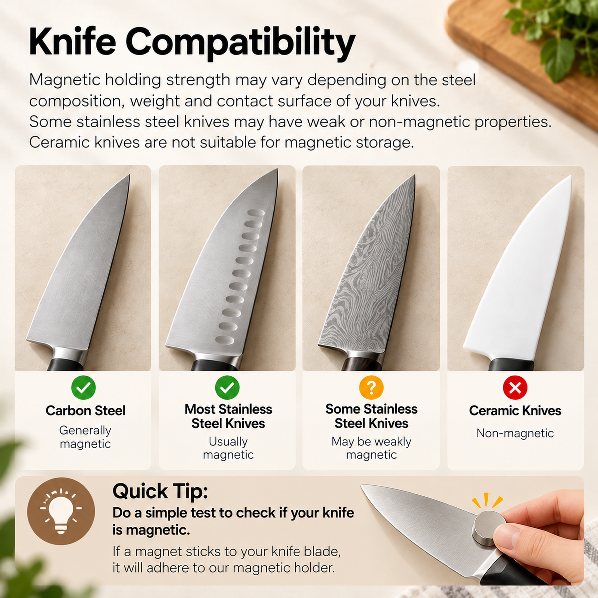 Magnetic Knife Holder - No-Drill Stainless Steel Strip
