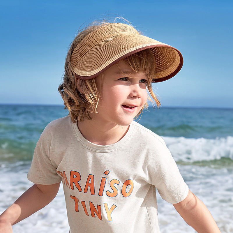 Kids Wide Brim Straw-Look Sun Visor Hat