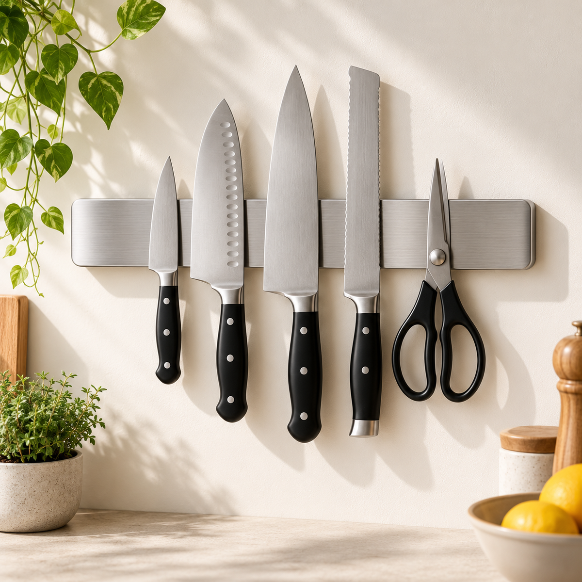 Magnetic Knife Holder - No-Drill Stainless Steel Strip