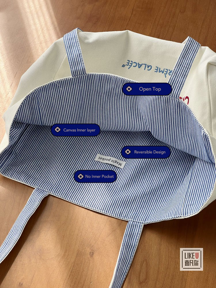 “CRÈME GLACÉE” Reversible Canvas Tote Bag