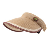 Kids wide brim straw-look sun visor hat for children in khaki brown