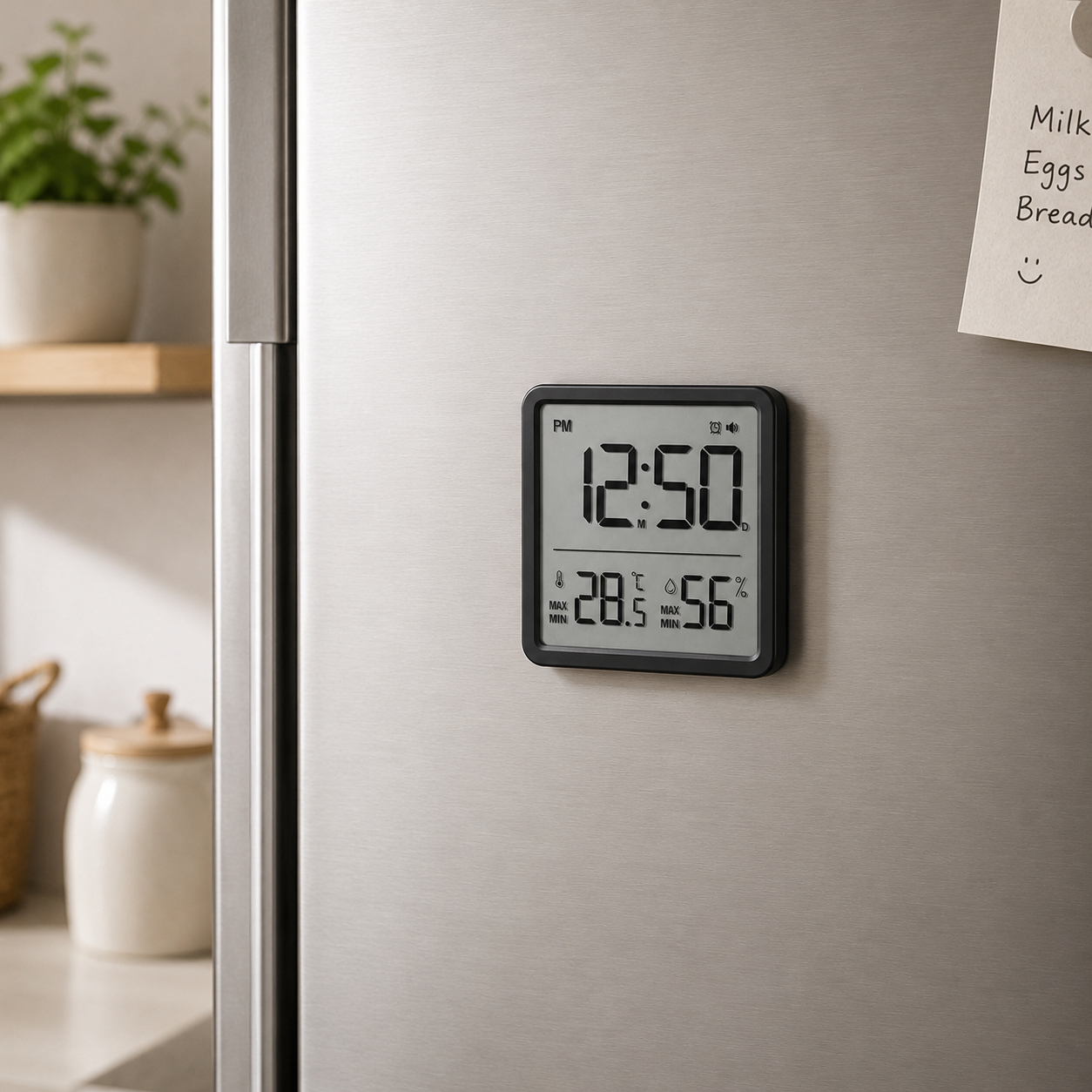Large LCD Temperature &amp; Humidity Monitor with Clock (86mm)