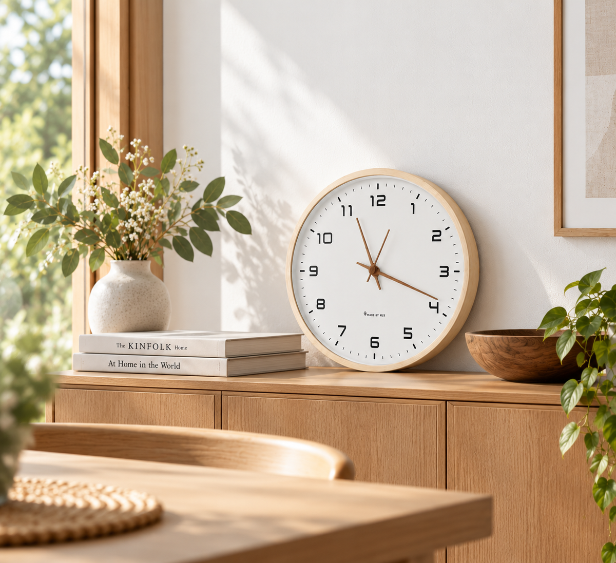 Minimal Curved Wood Wall Clock - 30cm