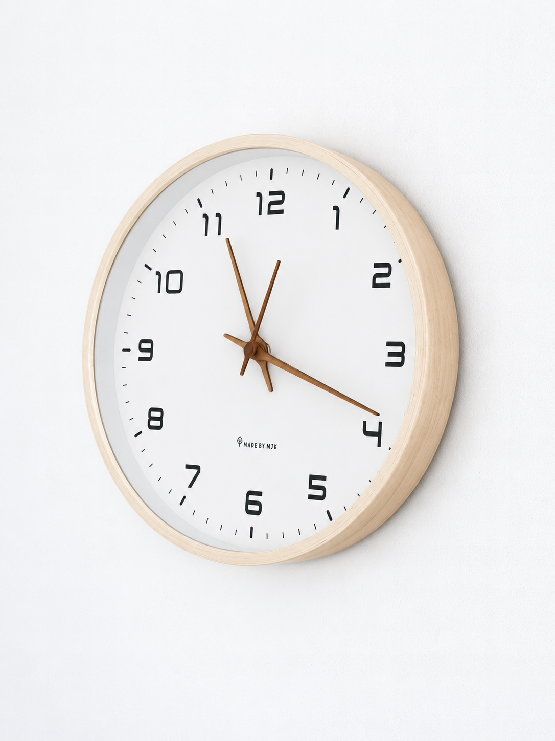 Minimal Curved Wood Wall Clock - 30cm