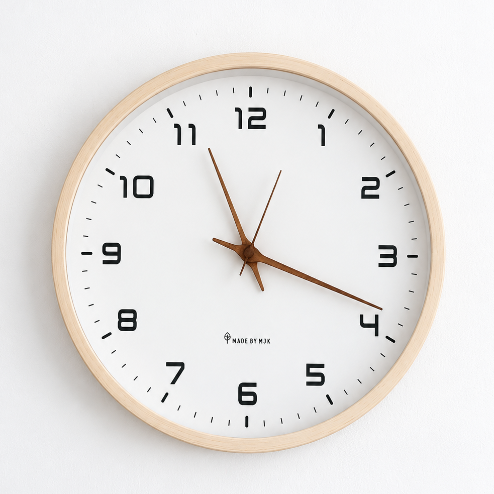 Minimal Curved Wood Wall Clock - 30cm