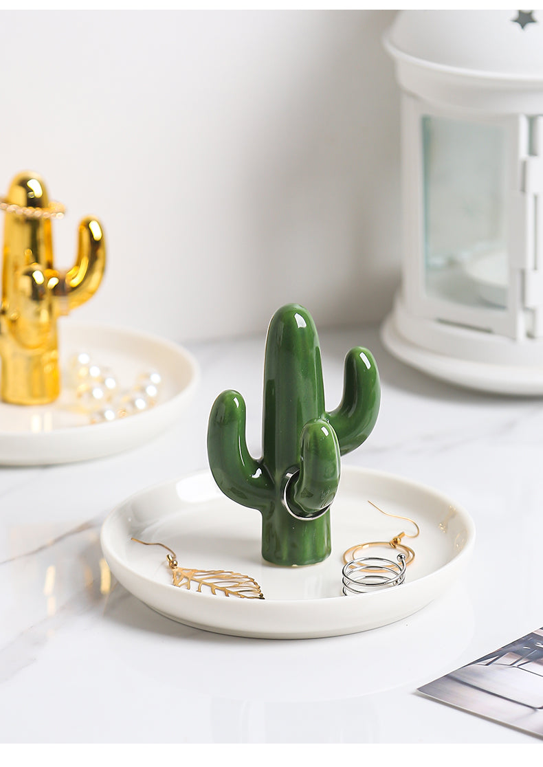 Cactus Ceramic Jewellery Tray - Ring &amp; Earring Holder