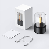 Amber Glow aroma diffuser with packaging and USB power cable