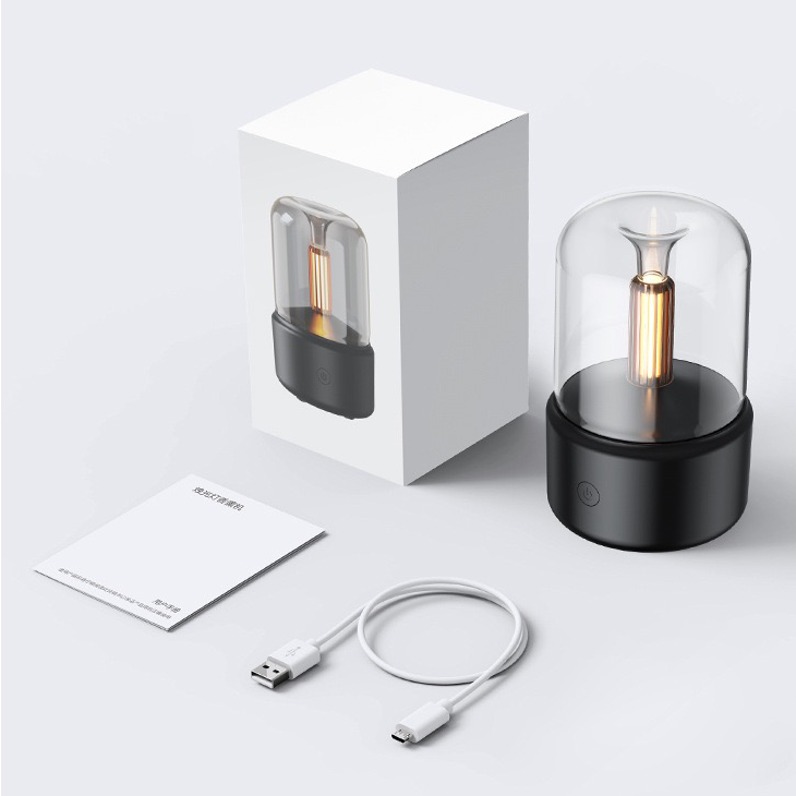 Amber Glow aroma diffuser with packaging and USB power cable