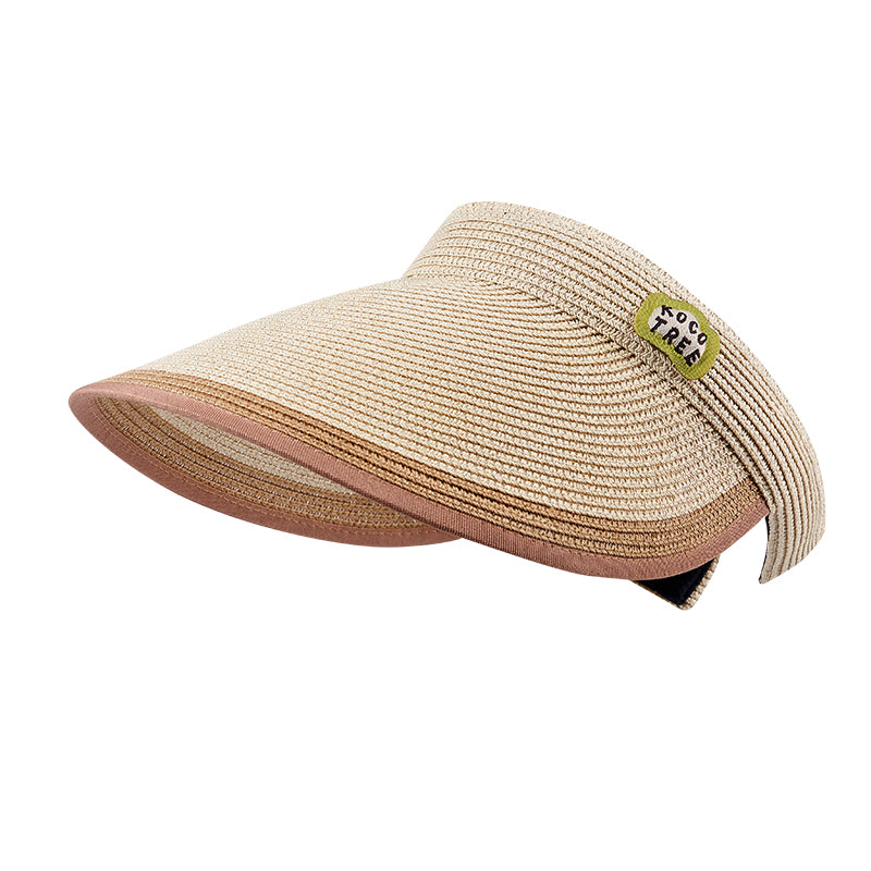 Kids Wide Brim Straw-Look Sun Visor Hat
