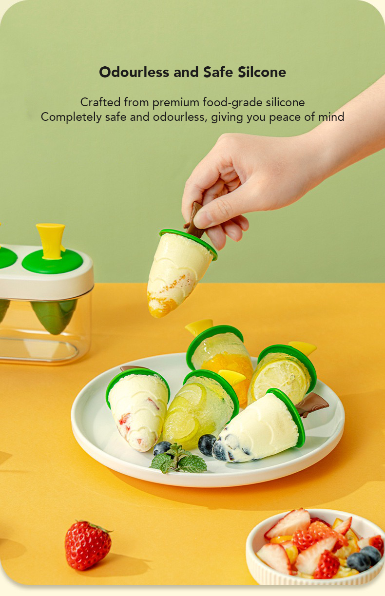 Silicone Ice Pop Mould with Container (4 Pops)