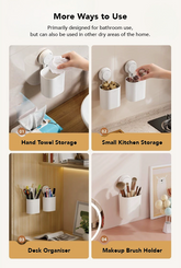 Wall mounted holder used as desk and bathroom organiser