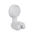 White suction cup shower head holder on white background