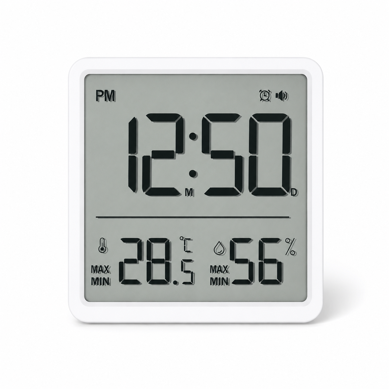 Large LCD Temperature &amp; Humidity Monitor with Clock (86mm)