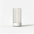 Minimal ambient table lamp in white with clear shade