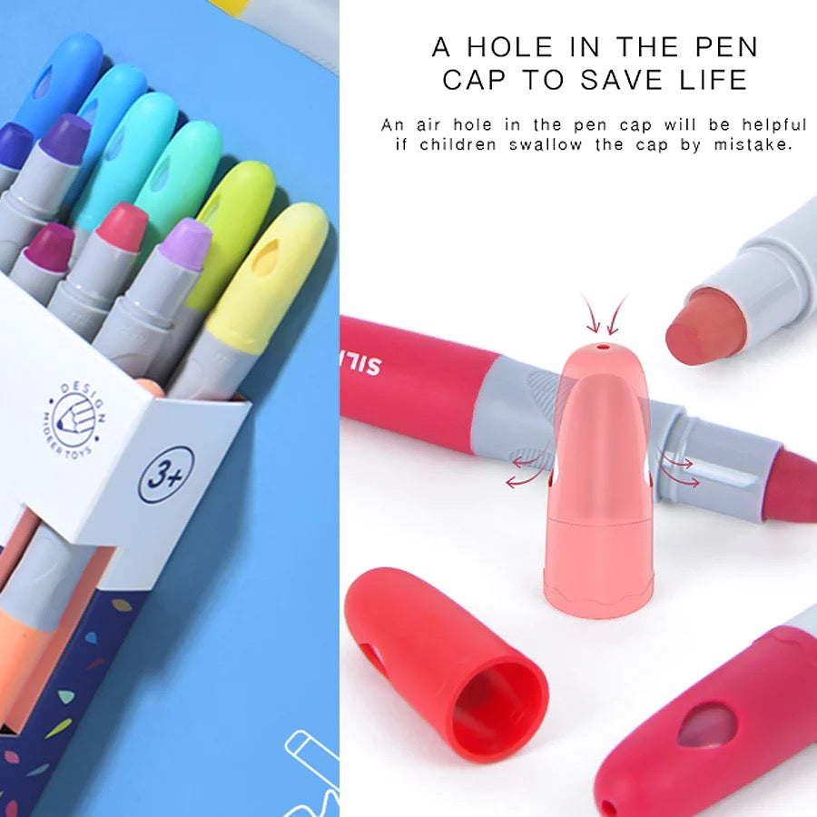 Silky Crayon Pens with Caps