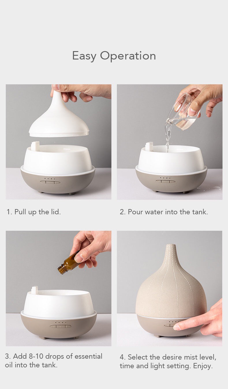 300ml Ceramic Ultrasonic Aroma Diffuser – Large Capacity for Open ...