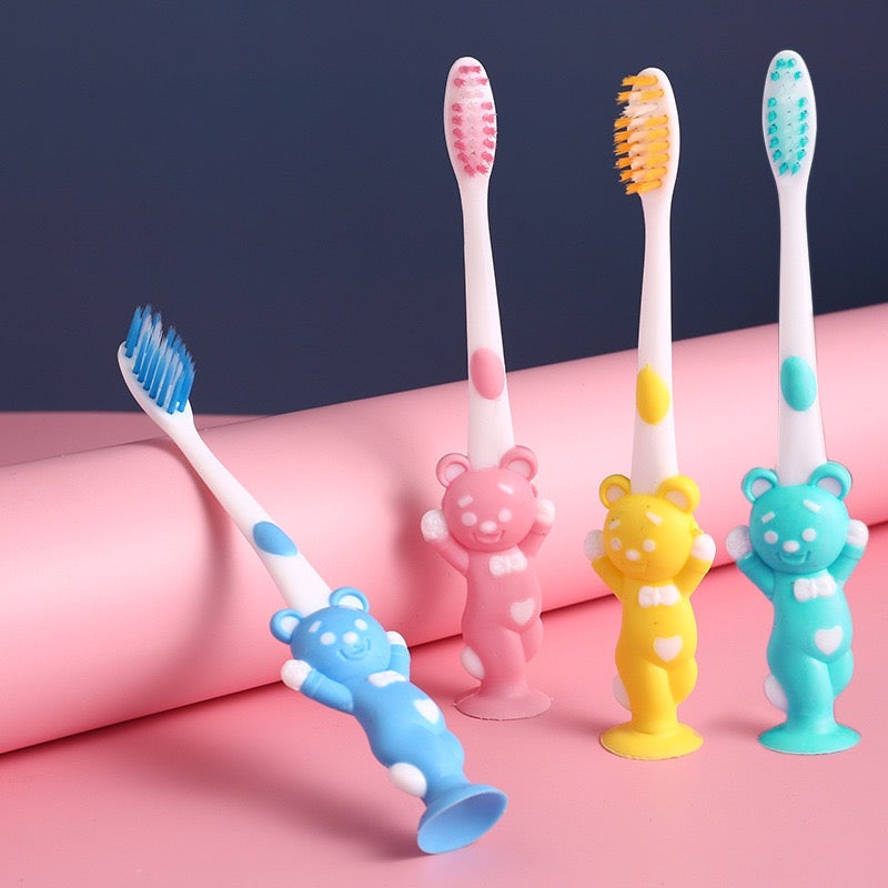 Kids Soft Toothbrush Set – 4 pcs (Suction Base)