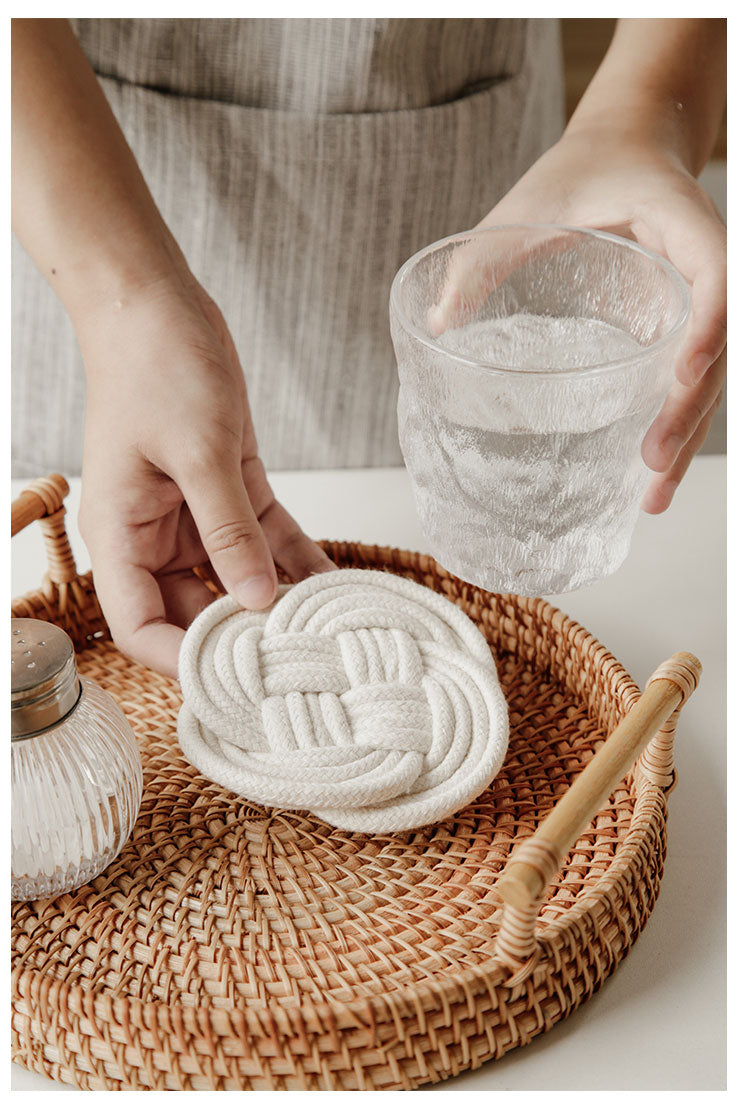cotton rope coaster in white