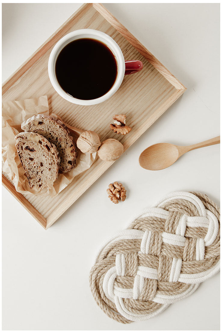 Natural Rope Table Set (1 Oval Mat + 2 Coasters)
