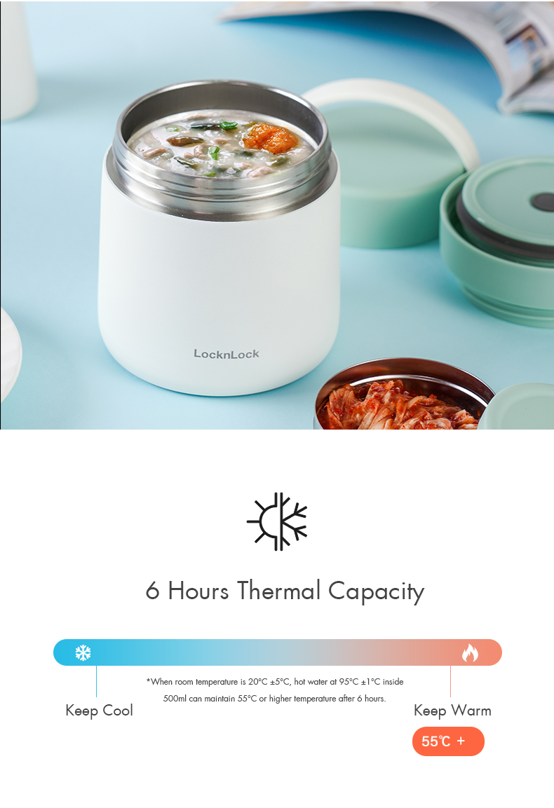 Thermal Handle Food Jar with Folding Spoon 500ml